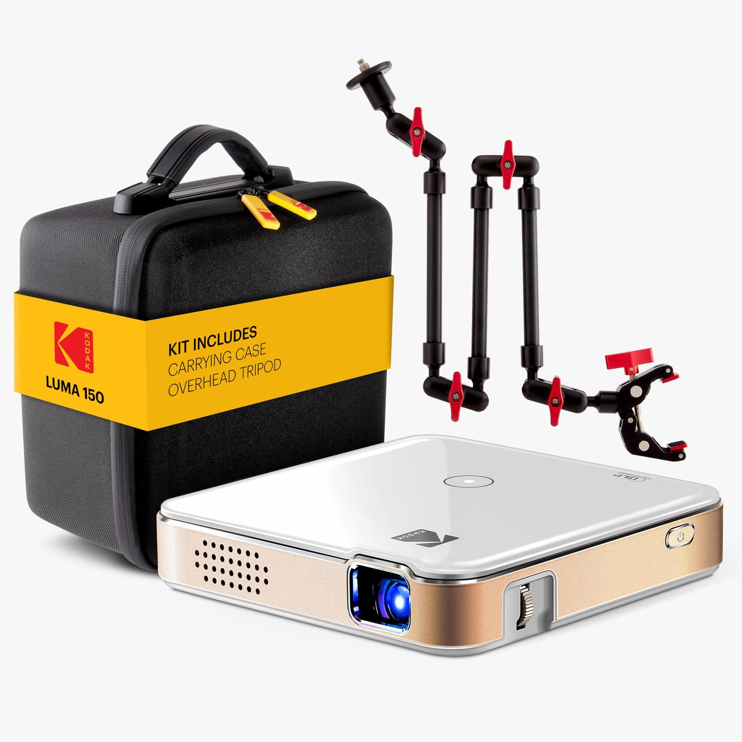 Kodak Luma 150 Mini Wireless Projector Kit with Overhead Tripod and Case, DLP, 55 ANSI Lumens, Screen Mirroring, HDMI/USB/microSD – For Cookie Decorating, Tracing, Presentations (White)