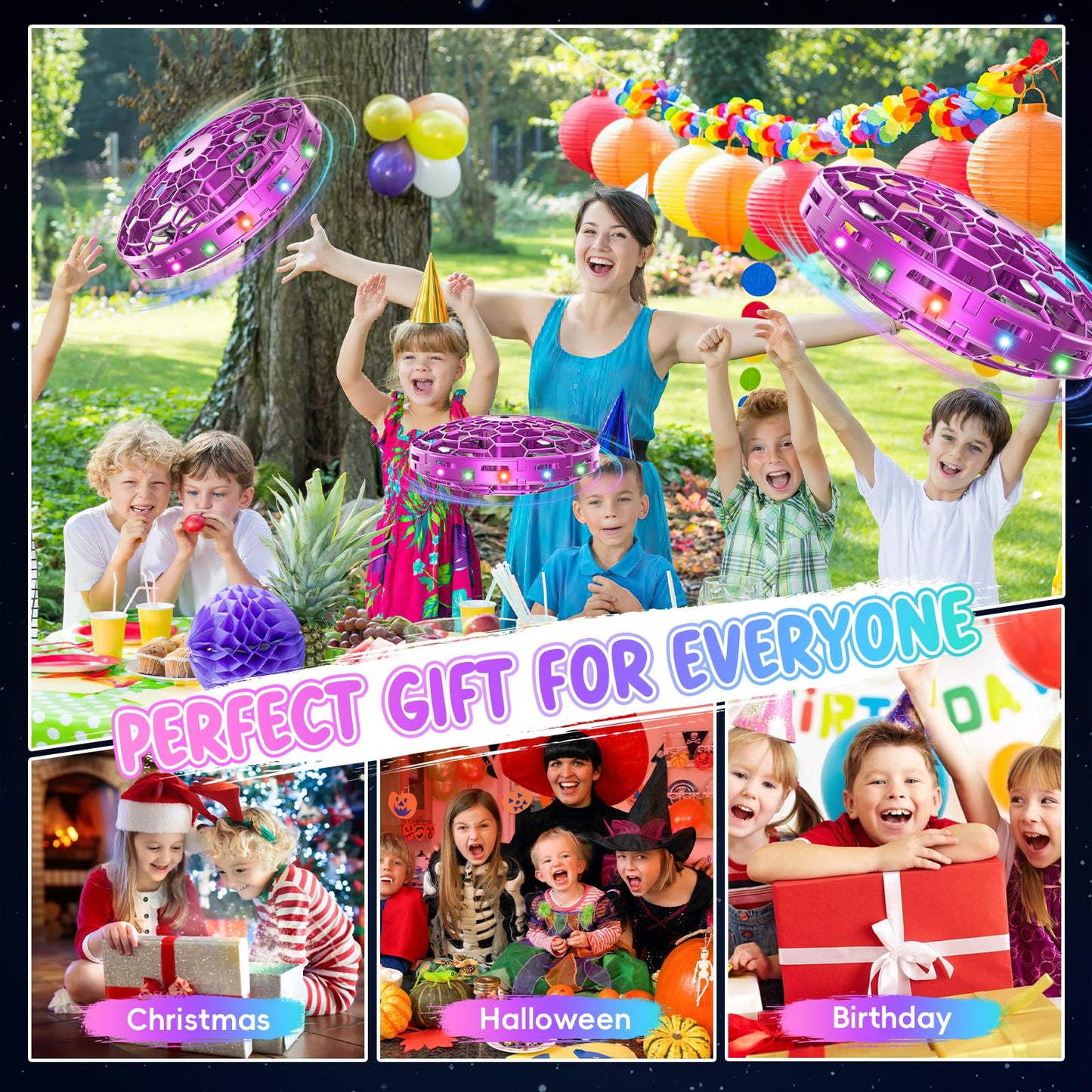 TSM005 Mini Drone for Kids,Hand Operated UFO Toy,Flip Stunt Hover Toy with LED,Easy Indoor Outdoor Flying Toys,Rechargeable UFO Drone for Kids 6-8-12,Cool Christmas Birthday Gifts for Boys Girls (Purple)