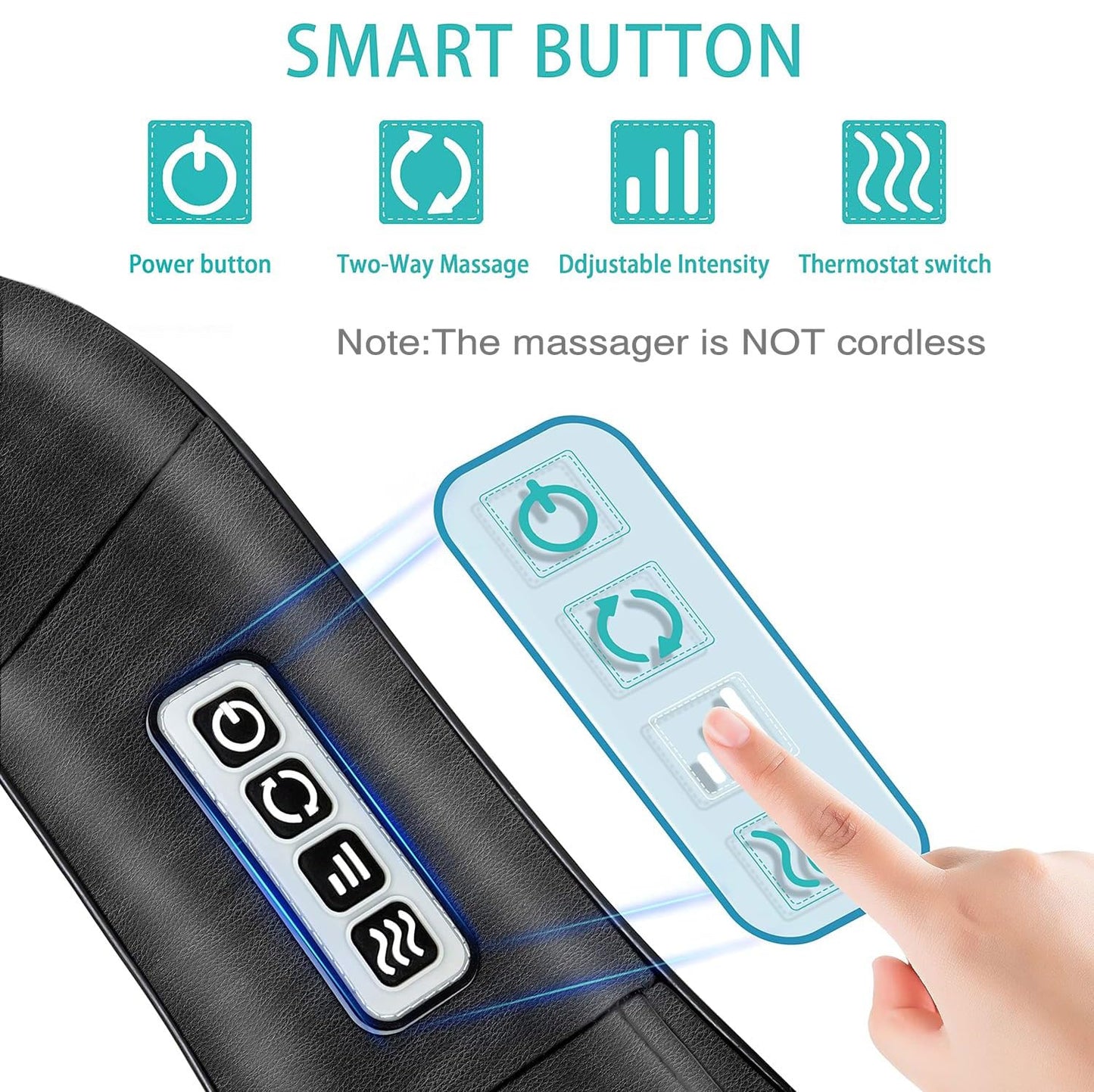 AERLANG Shiatsu Back and Neck Massager, Back Massager Deep Tissue Kneading Neck and Shoulder Massage with Heat, Electric Massage Pillow Fathers Day Gift Ideas from Daughter Son(NOT Cordless)