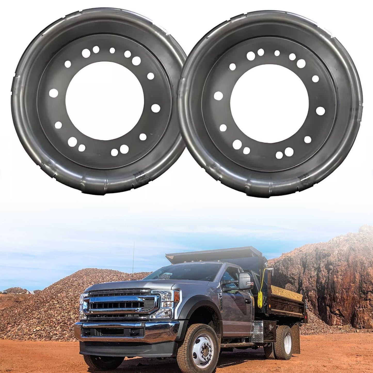 400-422 2Pcs Wheel Balancers Fit for Ford F-450 F-550 for 4500 5500 2005-Now, 400422 Steer Axle Wheel Balancers 19.5"