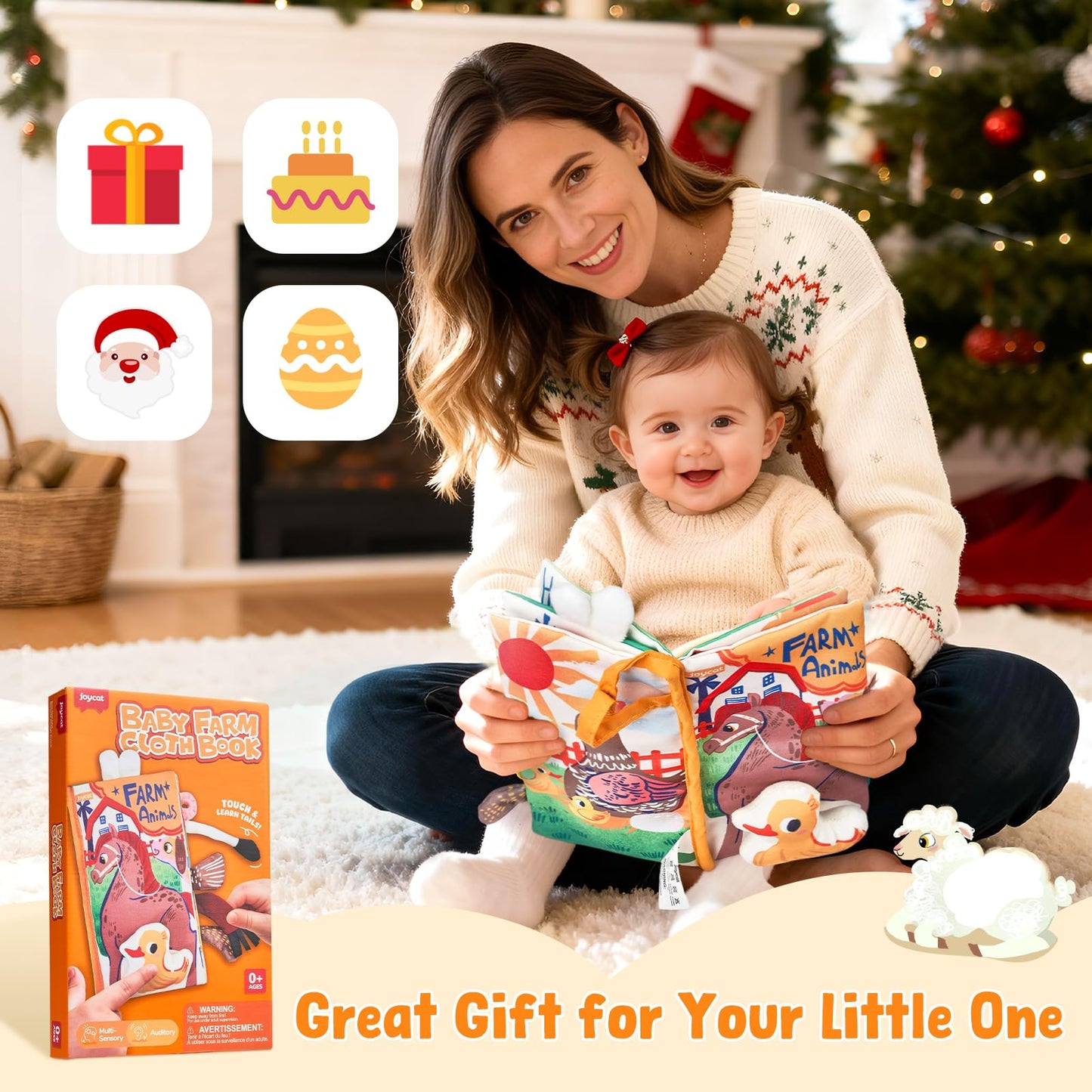 JoyCat Baby Toys 6-12 Months Farm Baby Books Toys 0-6 Months, Touch and Feel Tummy Time Crinkle Cloth Book for Infant 0-3-6-12-18 Months, Travel Toy Baby Shower Newborn Gifts for Boys Girls