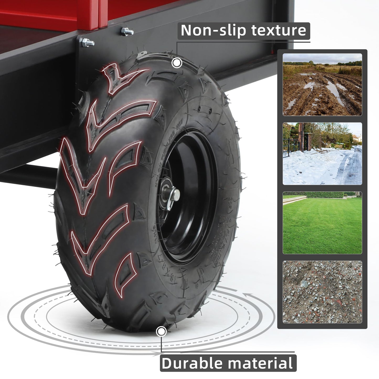 YITAMOTOR Heavy Duty 1500lbs ATV Trailer Dump Cart Tow Behind, 15 Cubic Feet, Yard Garden Cart Pull Behind Dump Trailer for Lawn Mower Tractor