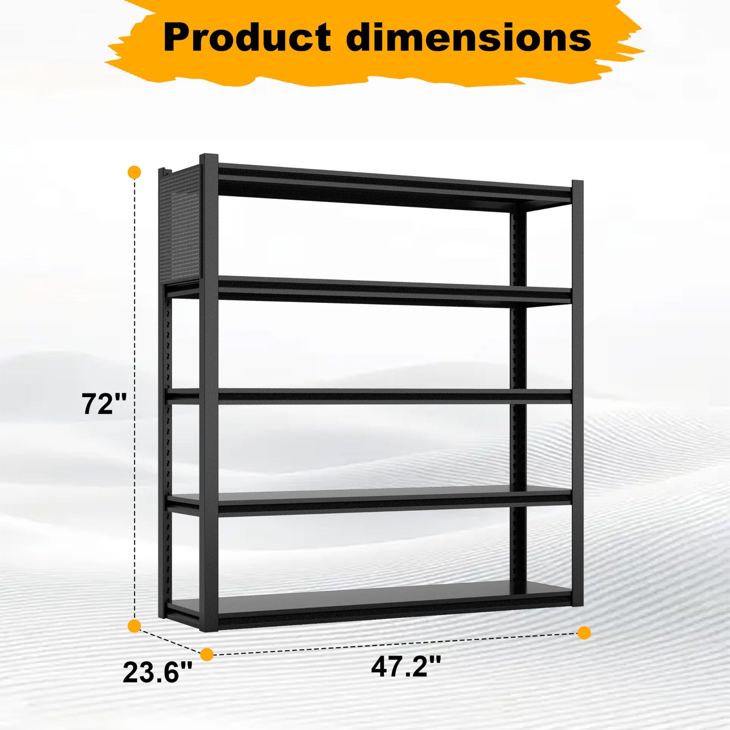 Storage Shelves with Pegboard,72“*48" Wide 24”Heavy Duty Garage Shelving Units and Storage,Metal Shelving Adjustable Shelves,Garage Storage Rack,Industrial Utility Organization For Kitchen,Pantry