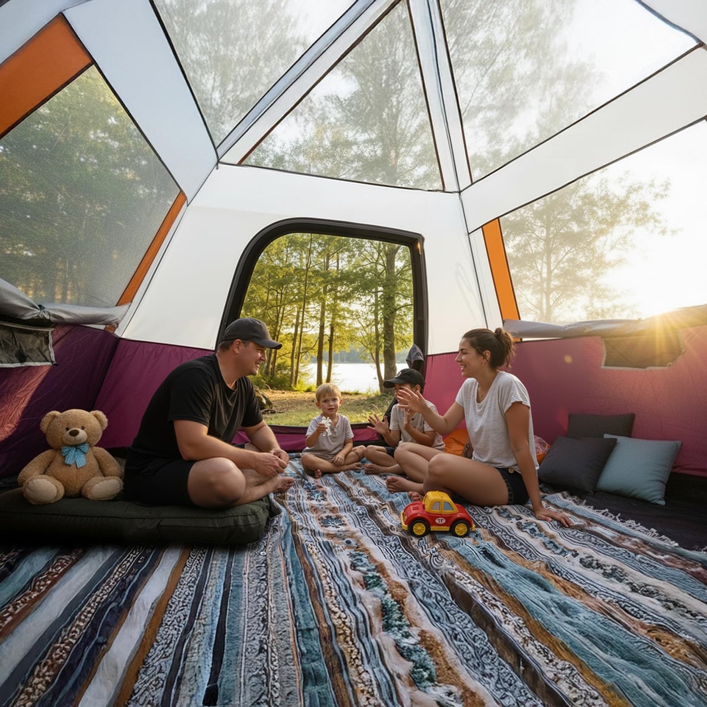 Camping Tents 4/6 Person Pop Up Instant Tent - Setup in 60s for Family Camping, Windproof Design, Family Cabin Tent with Rainfly & Backpack Carry Bag