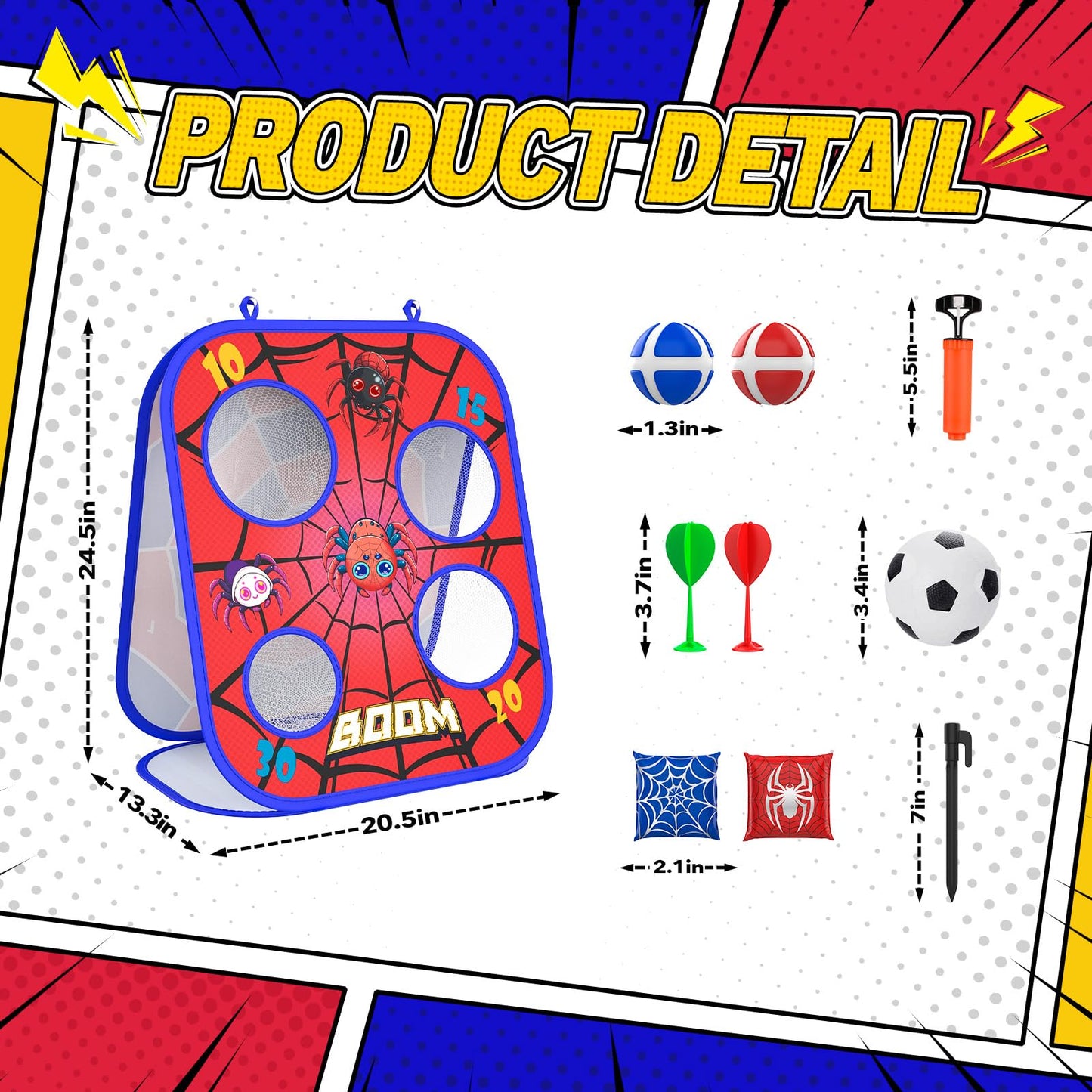 Spider Bean Bag Toss Game, 3-in-1 Cornhole Board Outdoor Toys for Kids, Family Party Activity Toddler Yard Backyard Beach Lawn Party Camping Game Toys for 3 4 5 6 7 8 Year Old Boys Girls Birthday Gift