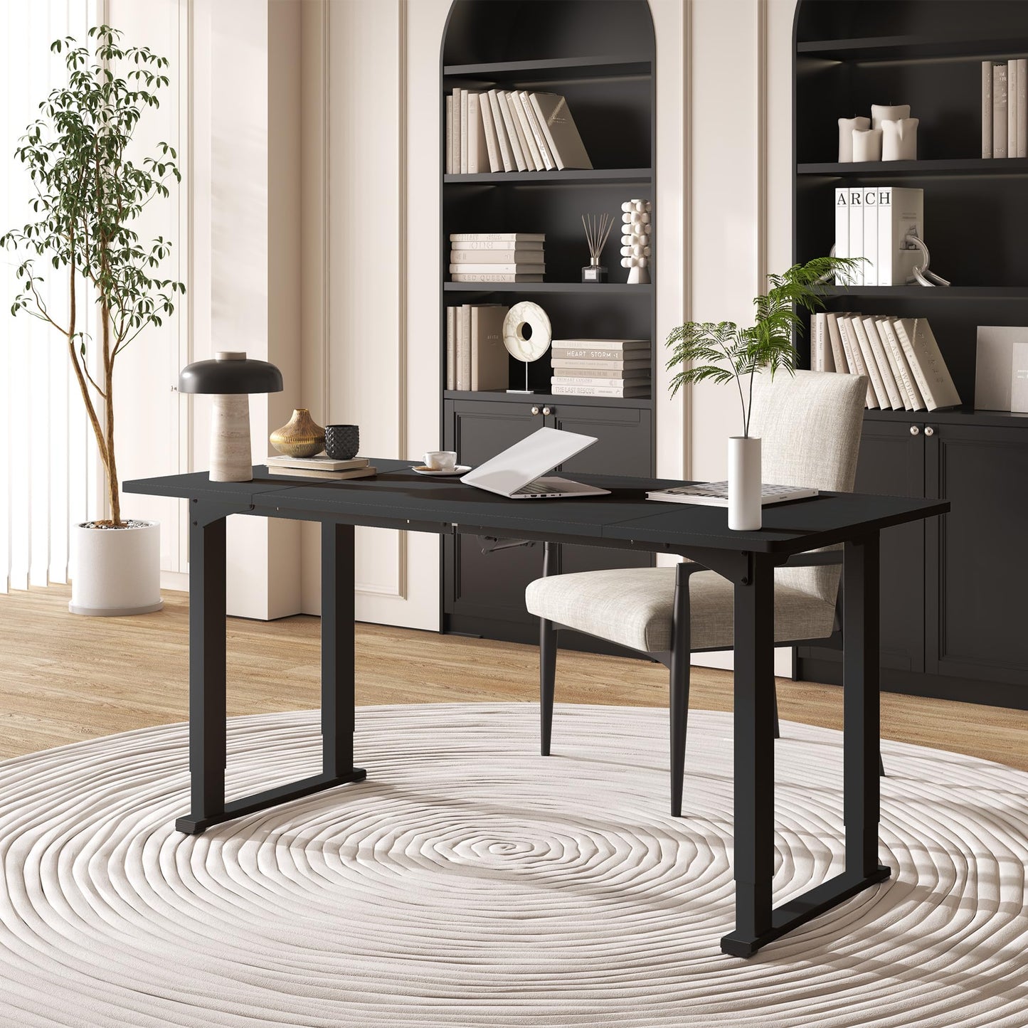 FitStand 4 Legs Standing Desk, Large 79x31 Inches Electric Adjustable Height Desk with Splice Board, Stand Up Desk Home Office Computer Workstation, Black
