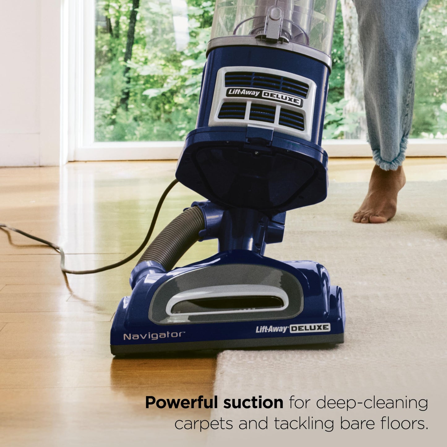 Shark Upright Vacuum, Navigator Lift-Away Deluxe with Large Dust Cup Capacity, HEPA Filter, Swivel Steering, Upholstery Tool & Crevice Tool, Blue, NV360