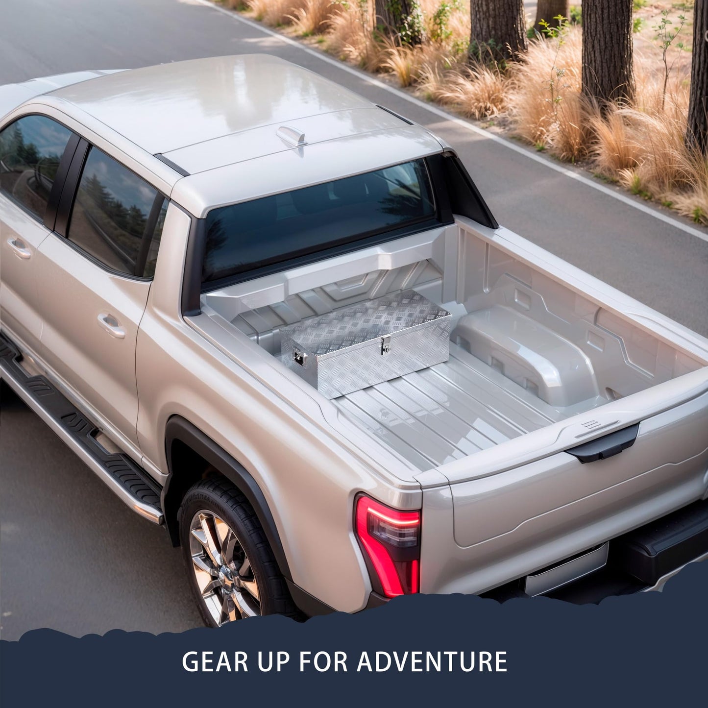 ARKSEN 30 Inch Heavy Duty Aluminum Trailer Tool Box Chest Box Pickup Truck Bed Storage Toolbox for RV, Truck, & Trailer with Side Handle, Lock and 2 Keys - Silver