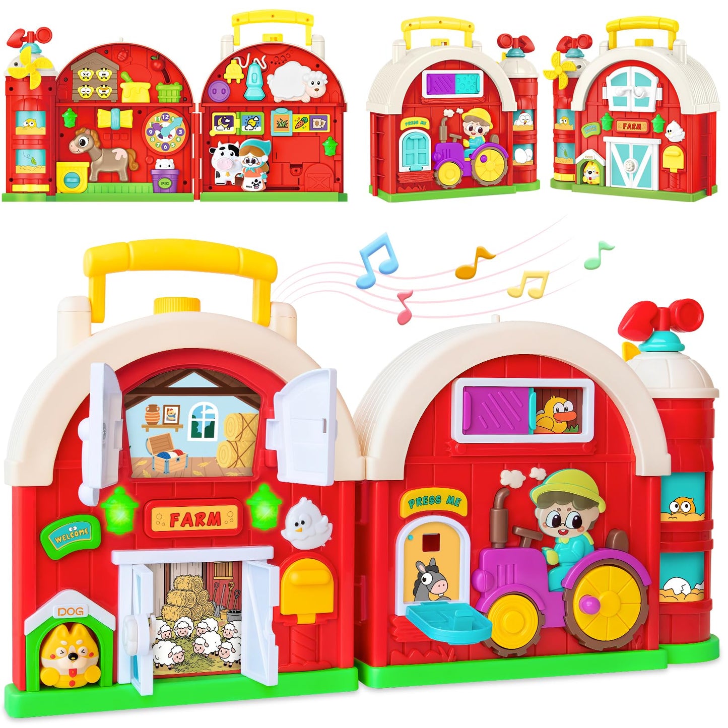 Toddler Toys for 1-2 Year Old Boys & Girls, Farm Barn Montessori Busy Board, Early Educational Toy for Kids 1-3, Motor Skills Developmental Toy for 12-18 Month, Christmas Birthday Gift for Aged 1+