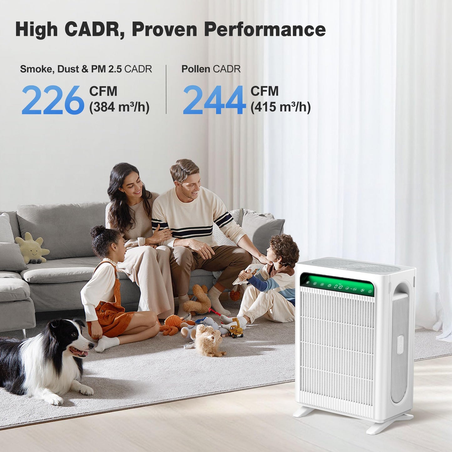 KNKA Air Purifier for Home Bedroom Large Room, HEPA Air Cleaner with Washable Pre-Filter, AQI Display, ECO Mode, Sleep Mode, Pet Mode for Pets, Dust, Pollen, APH4000, White