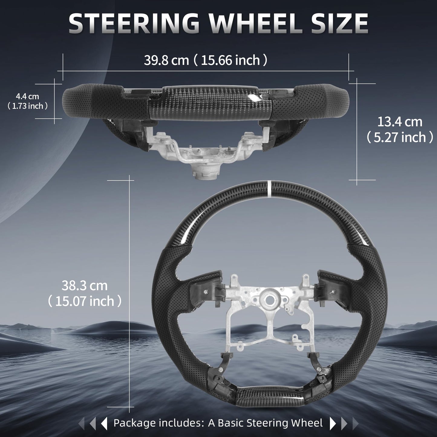 Carbon Fiber Steering Wheel With White Stripe for Toyota Tacoma 2012-2023/Prado LC150 2010-2017/Tundra 2014-2021/4Runner 2010-2024 Steering Wheel D-Shaped Flat Bottom