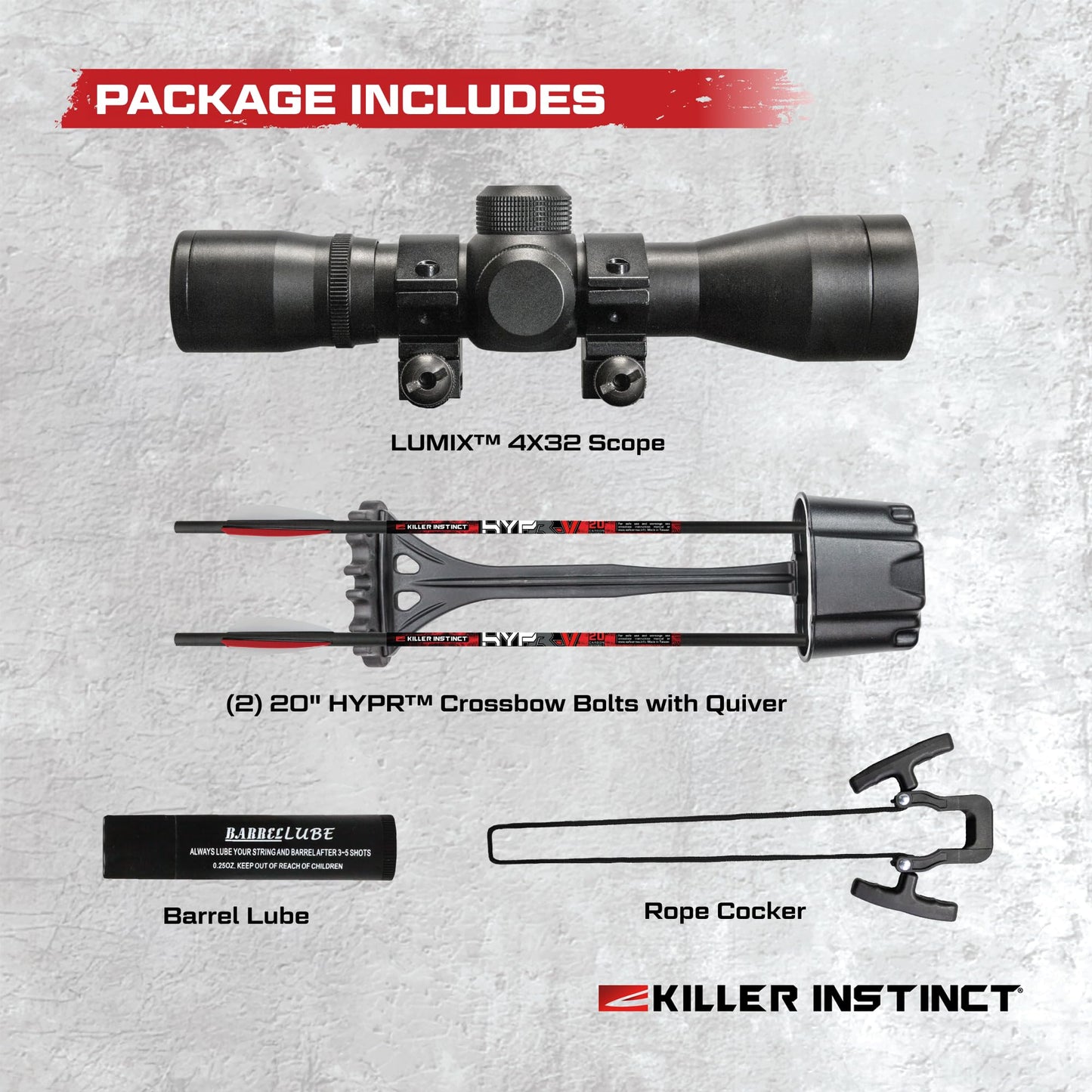Killer Instinct Lethal 405HD Crossbow Kit with Redesigned Stock and Anti-Dry Fire Safety Feature
