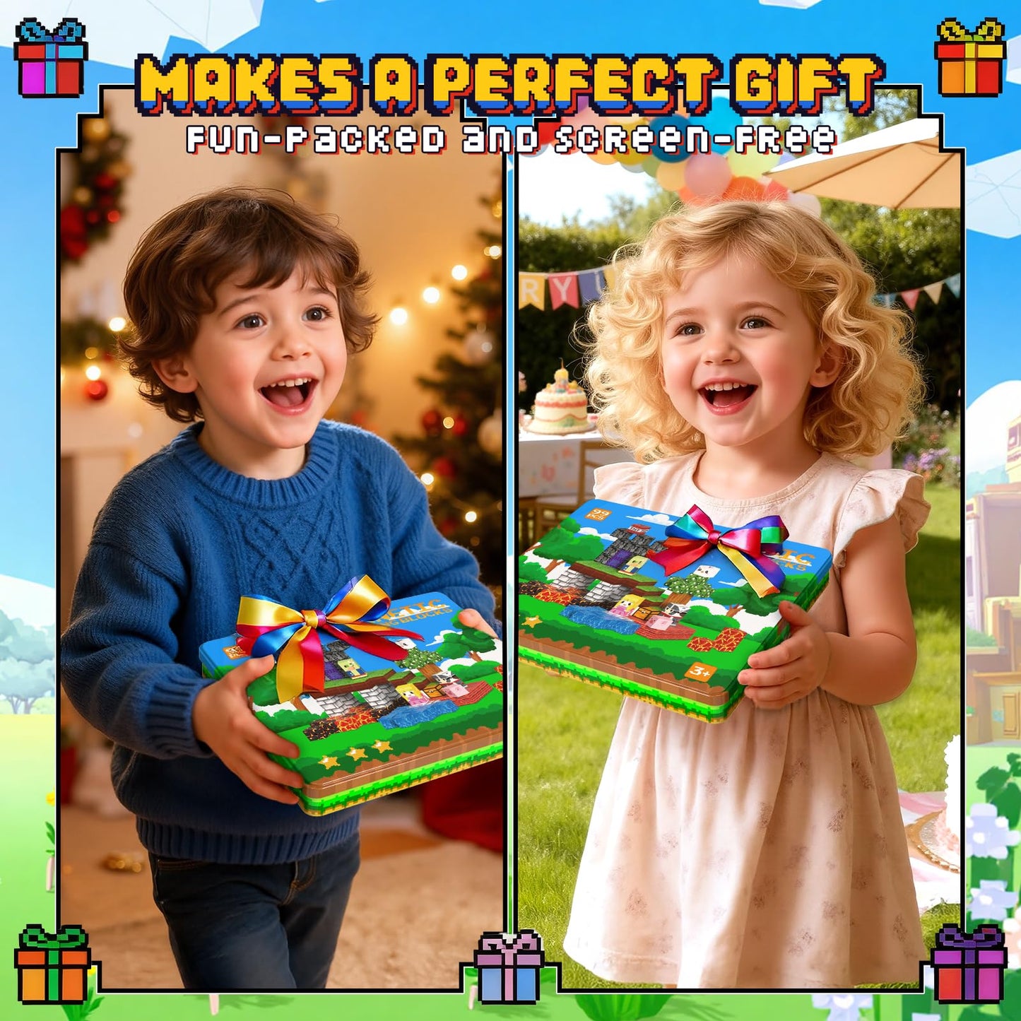 99PCS Magnetic Blocks Travel Toys, Magnet Building Blocks with Portable Metal Box, Mini Construction Travel Magnetic Tiles for Toddlers Boys Age 3-5 4-8 8-12, STEM Sensory Outdoor Travel Toys Gifts