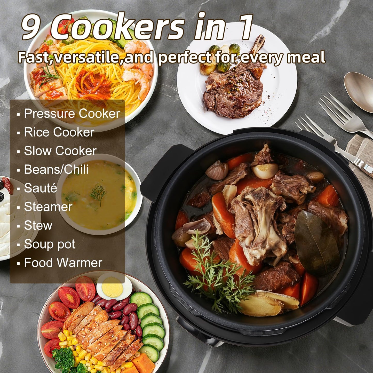 Oshenic 26.4QT Commercial Electric Pressure Cooker,208-240V 2500W Large Stainless Steel Pressure Cooker,9 in 1 Multicooker Slow Cooker With LED,Not Stick Inner Pot,24 Hours Preset & Auto Keep Warm