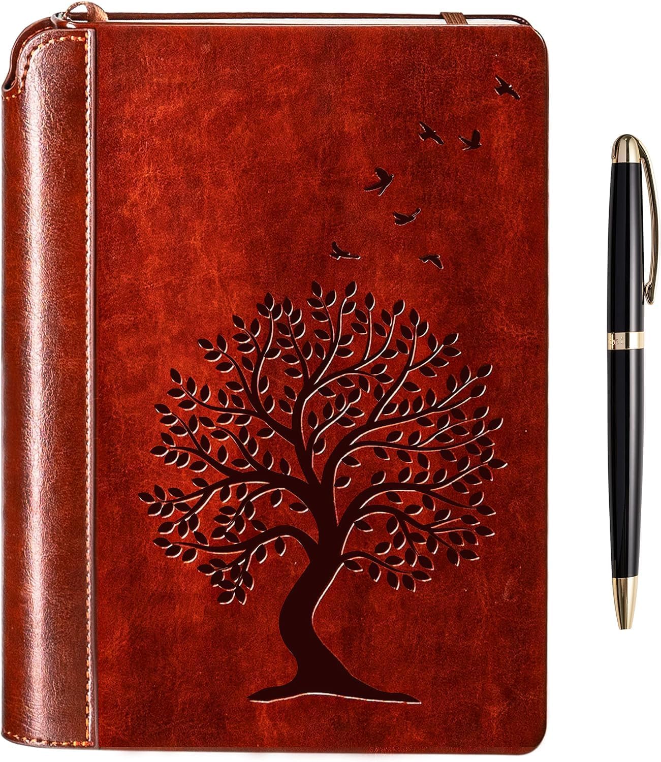 SETTINI® Tree of Life Journal Gift Set - Hardcover Vegan Leather, Unique Pen Holder, Lined, 192 Pages, 6 x 8.5 inches - Includes Pen for Writing and Travel - Birthday Gift