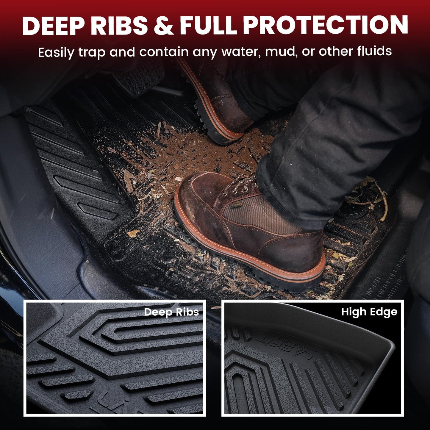 LASFIT Floor Mats & Cargo Mat for Honda Passport 2026, All Weather TPE Custom Fit Passport Floor Liner Accessories, 1st & 2nd Row & Trunk Mat with Backrest Mat Full Set, Black