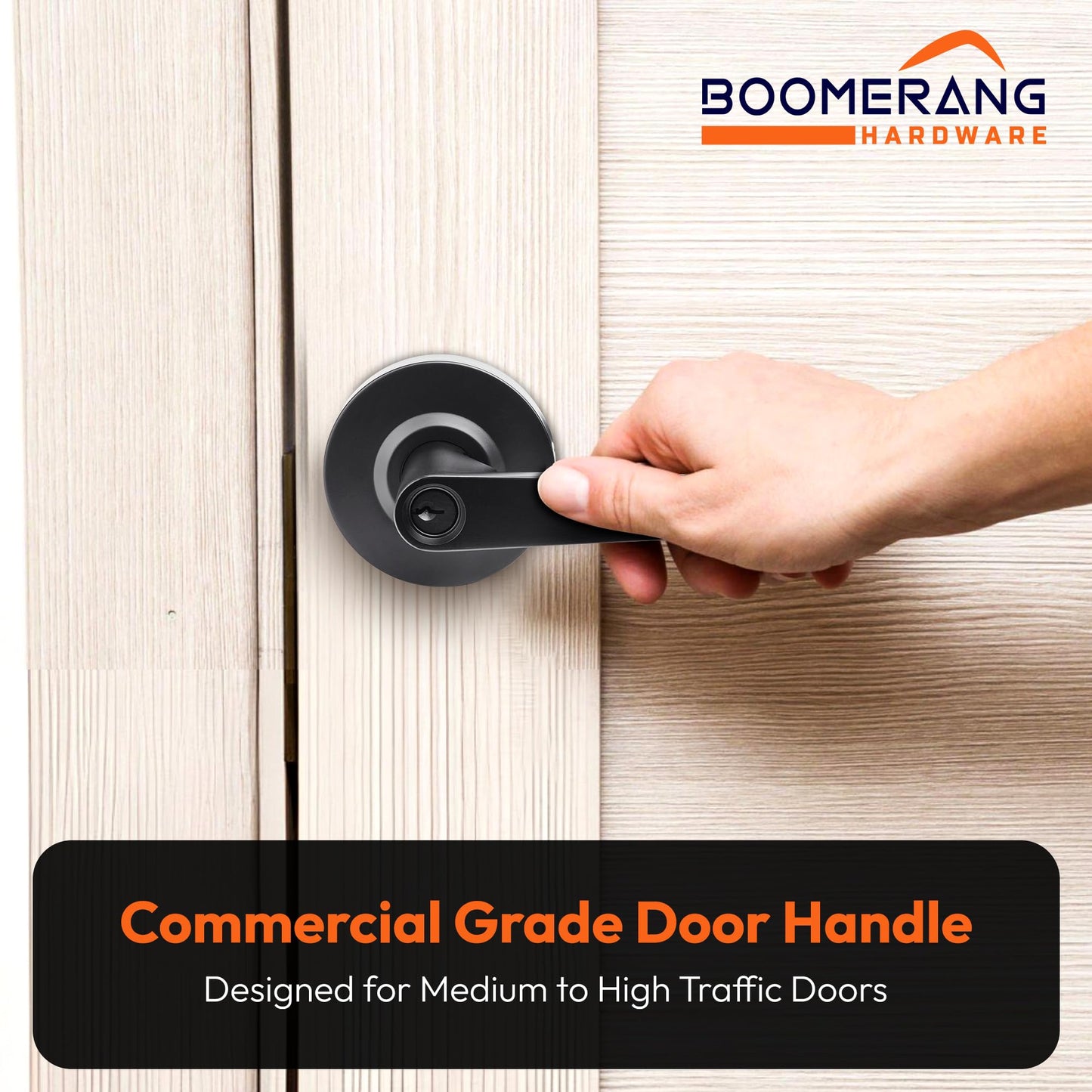 Boomerang Entry w/Clutch Function - ADA Commercial Door Lever Lock - Heavy-Duty Locking Door Handle, Cylindrical Lever Lock, Non-Handed Grade 2, Matte Black (US19), Entrance/Keylock w/Clutch