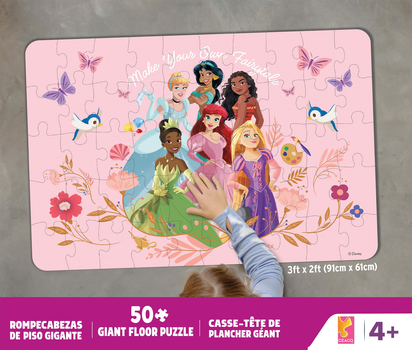 Buffalo Games - 50 piece Giant Floor Puzzle - Disney Princess - Educational Puzzles for Kids Ages 4 and up - Large Pieces - 2 feet x 3 feet