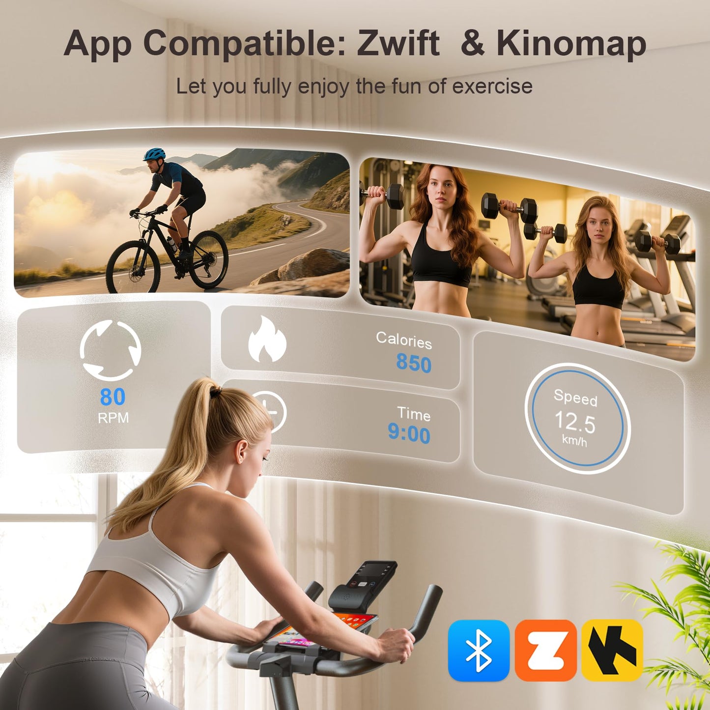 Magnetic Exercise Bike for Home – Adjustable Silent Spin Bike with 350lb Capacity, APP Connectivity, LCD Monitor & Device Holder – Indoor Cycling Bike for Cardio & Weight Loss
