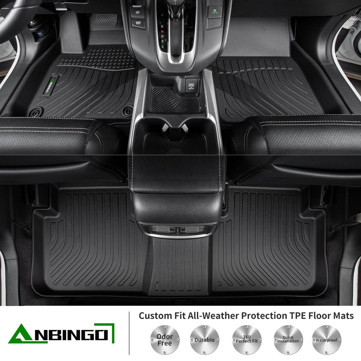ANBINGO® Floor Mats & Cargo Liner for 2025 2026 CX-50 Hybrid/All Weather TPE Mazda CX50 Floor Liners / 1st & 2nd Row Custom Mats Full Set / CX50 Accessories - Black