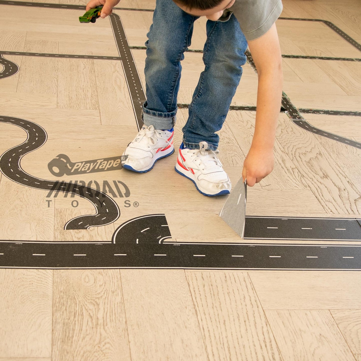 PlayTape Road Tape for Toy Cars - No Residue, Great Travel Toy; 10-Pack of 30 ft. x 2 in. Asphalt Road