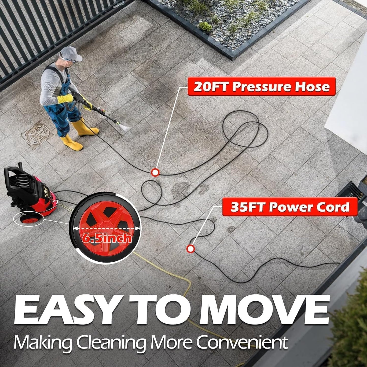 Pressure Washer -5000PSI Power Washer with Foam Cannon, High Pressure Cleaning Machine with 4 Connect Nozzles for Cars/Patio/Driveways/Home Cleaning