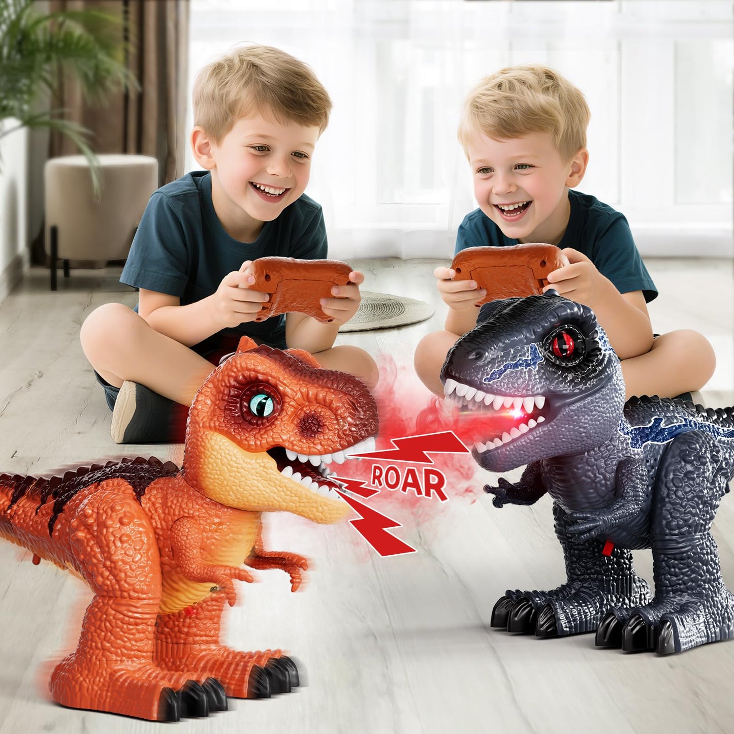 Toddlers Remote Control Dinosaur Robot Electronic Toys for Kids 3-5 5-7, RC Dinosaur Toy with Roaring Sound, Spray and LED Light, 3 4 5 6 7 8 Years Old Boy Girl Birthday Gift Realistic Dino Model Toys