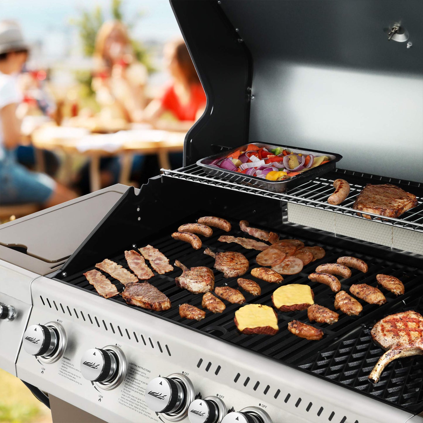 Royal Gourmet GA5403C 5-Burner Propane Gas Grill with Side Burner & Warming Rack, Outdoor BBQ Grill with 74,000 BTUs Output & 738 Sq. in. Cooking Area for Outdoor Barbecue, Coffee