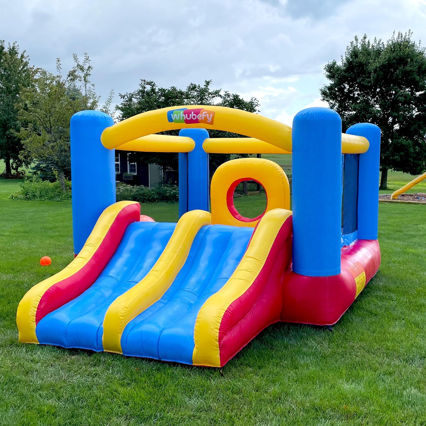 Whubefy Bounce House for Kids 3-6 Big Kids 8-12, 12.6FTx9FT Inflatable Bounce House with Blower Double Slide Obstacle, Indoor Outdoor Blow up Bouncy Castle Jump House for Family Backyard Party Gift