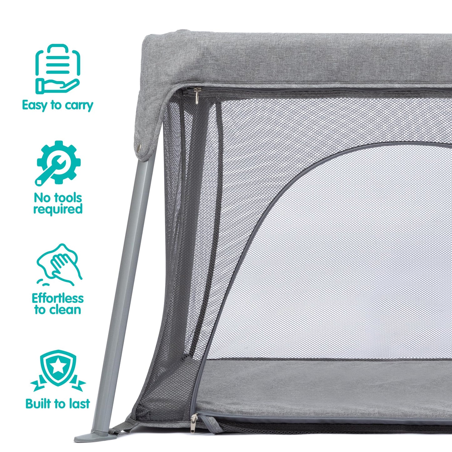 CAPAKIDDO Lightweight Travel Crib - Portable Baby Playard,Foldable Play Yard with Zipper Door, No Tools Setup, Compact for On-The-Go