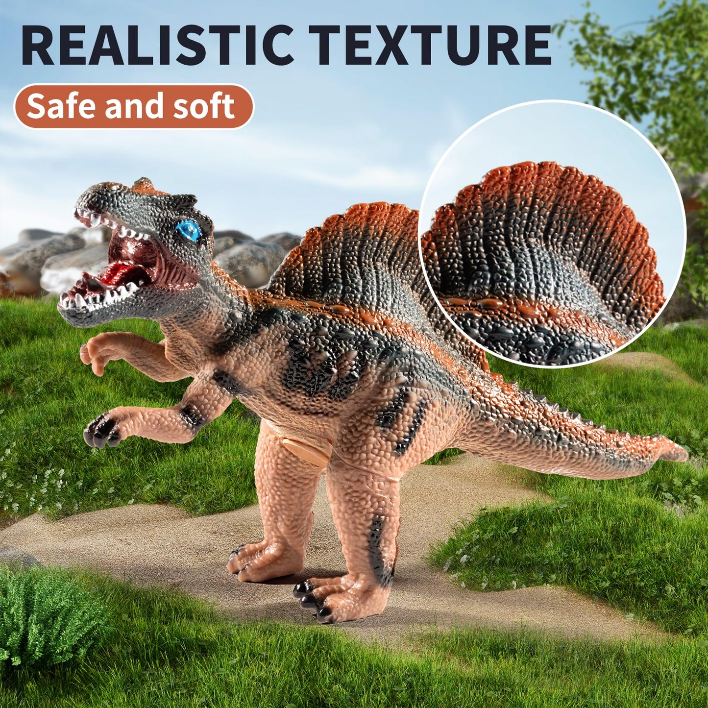 NIPLOOOW Big Dinosaur Toys for Kids 3-5, 7 Piece Realistic Soft Dinosaur Figures, Jumbo Dinosaur Toys for Kids 5-7, Dinosaur Party Favors, Birthday Gifts for Boys & Girls