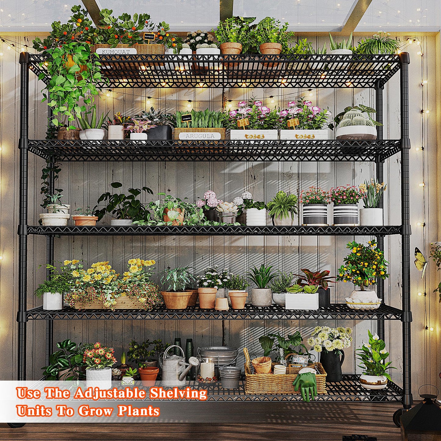 REIBII Storage Shelves 3200 LBS Capacity Wire Shelving with Wheels Heavy Duty Metal Shelf for Warehouses, Garage,Kitchens, School,Commercial Shelf, 73" H X 60" W X 18" D, 2 Pack