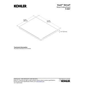KOHLER K-6667-NA Vault/Strive Wood Cutting Board, 1-Pack