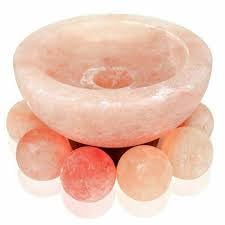 Kirit Gemstones Himalayan Rock Salt lamp for Positive Energy | Himalayan Salt Lamp Original (Fire Bowl with 6 Massage Ball)