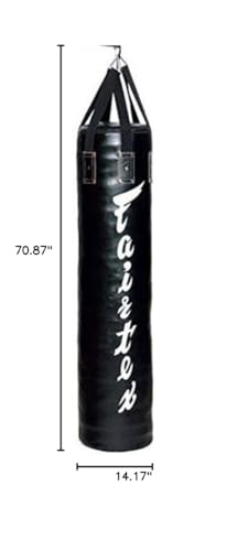 Fairtex HB6 6 Ft. Banana Bag Punching Bag for Muay Thai, Boxing, Kickboxing, MMA (HB6 Black Unfilled) - 14.17" W x 70.87" H