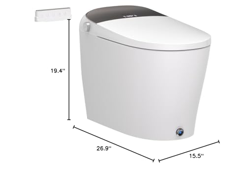 EPLO Smart Toilet Auto Open/Close,Built in Tank Bidet Toilet,Heated Seat,Foot Kick Flush,Blackout can Flush,1.06GPF,One piece Toilets for bathrooms,Night Light/LED Display/Modern Smooth Grey Lid