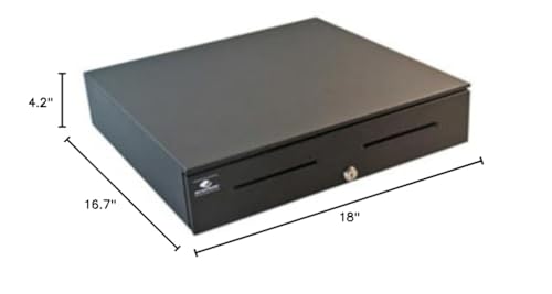 APG JB484A-BL1816-C 4000 Series Smart SerialPRO II Painted Front Heavy Duty Cash Drawer, 2 Media Slots, Coin Roll Storage Till, 18.0" Width x 16.7" Depth x 4.2" Height, Black