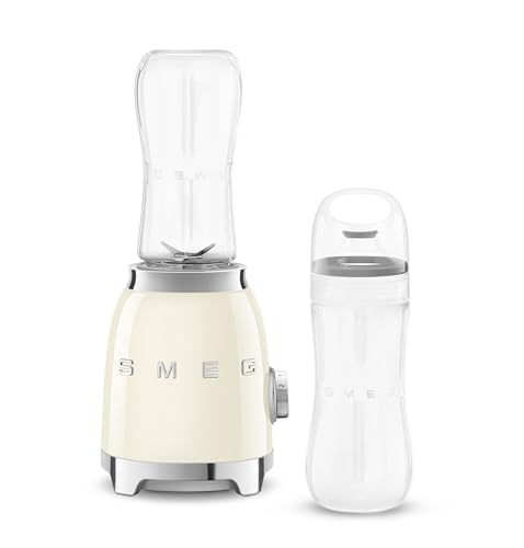 SMEG 50's Retro Style Personal Blender with Backlit Knob and Two 600 ML BPA Free bottles PBF01CRUS Cream