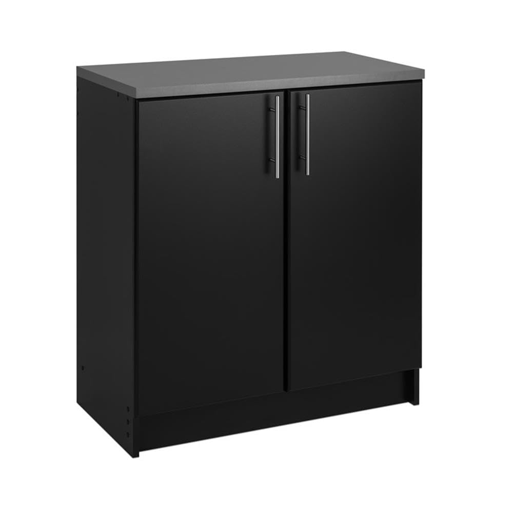 Prepac Elite Functional 8-Piece Garage Cabinets and Storage System Set G, Simplistic Garage Shop Cabinets 16" D x 128" W x 89" H, Black, BRSX-1016-8M