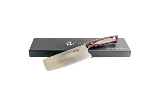 Middleton Made Knives Echo 6 Nakiri Knife - 6 Inch Chef Knife - Handmade Professional Chef Knife - Chefs Knife Made with AEB-L Stainless Steel - USA Made Nakiri Chef Knife - Great Chef Gifts - Walnut