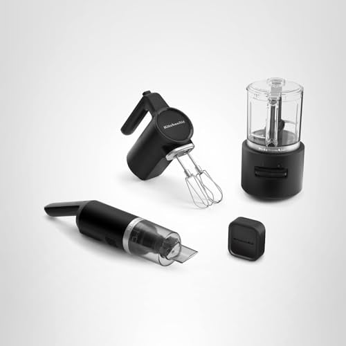 KitchenAid Go™ Cordless Bundle with Hand Mixer, Food Chopper and Kitchen Vacuum - battery included, KBUR131, Black Matte