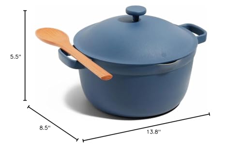 Our Place Perfect Pot | 5.5 Qt Ceramic Pot with Lid & Spatula | Patented 8-in-1, PFAS-Free Nonstick, Non-Toxic Cookware | Induction & Oven-Safe up to 450°F | Blue Salt