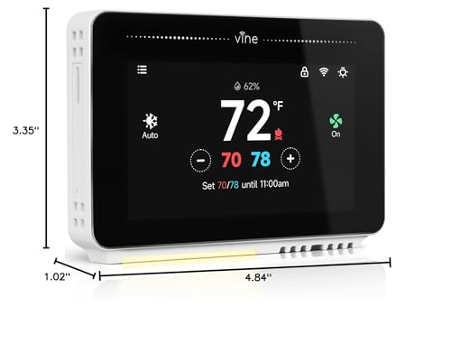 Vine Smart Thermostat for House with Nightlight, 4.3 Inches WiFi Thermostats for Home Compatible with Alexa and Google Assistant, 7day x 8period Programmable, C-Wire Required