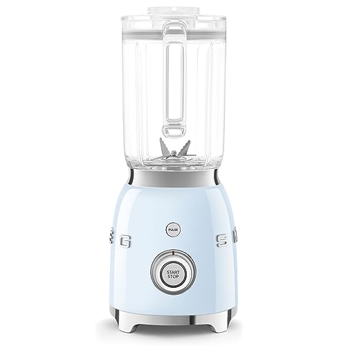 SMEG BLF03 Retro Style Blender – 600W Countertop Blender with 48 oz BPA-Free Jug, 3 Speeds + Pulse, Ice Crush & Smoothie Functions – 50s-Inspired Design-Pastel Blue