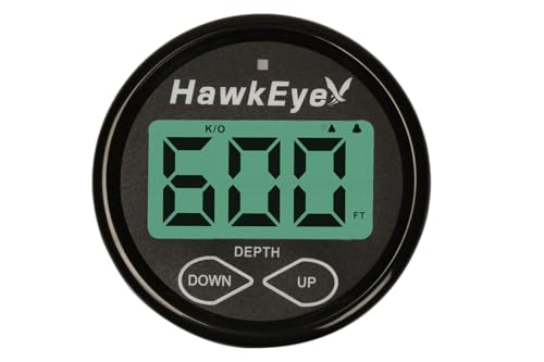 HawkEye DT2BX-TH In-Dash Depth Sounder with Air and Water Temperature (Includes Thru Hull Transducer), Black, 2" Dia. x 1-3/4" D