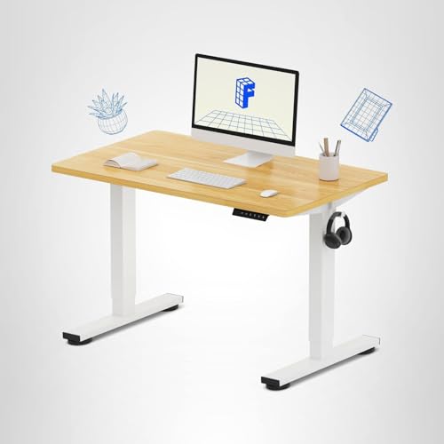 FLEXISPOT EN1 One-Piece Standing Desk, 40"x24" Seamless Desktop Electric Height Adjustable Desk for Home Office, Multi-Monitor Setups & Easy Assembly, Maple