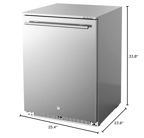 Frostronics 24 Inch Outdoor Beverage Refrigerator, 168 Can Built-in & Freestanding Cooler, 26°F Sub-Zero Beer Fridge, IPX4 Waterproof SUS304, NSF7 Commercial Grade for Patio & Outdoor Kitchen