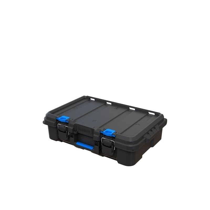 Stack System Tool Box with Small Blue Organizer Dividers Black