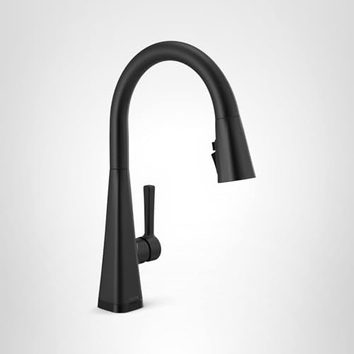 Delta Lenta Touchless Kitchen Faucet with Touch Technology, Matte Black Kitchen Sink Faucet with Pull Down Sprayer, Single Hole, Matte Black 19802TLZ-BL-DST