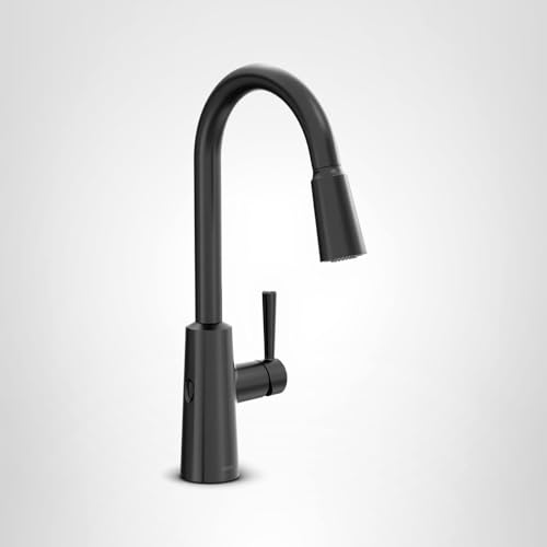 Moen Riley Matte Black Motionsense Wave Sensor Touchless One Handle Pulldown Kitchen Faucet Featuring Power Clean, 7402EWBL